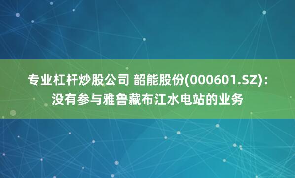专业杠杆炒股公司 韶能股份(000601.SZ)：没有参与雅鲁藏布江水电站的业务